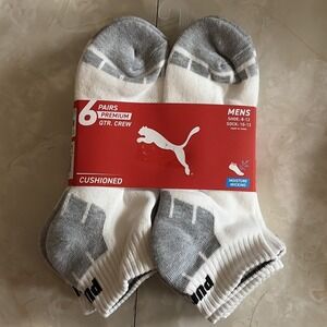 New PUMA Men's Size Shoe 8-12 /Sock 10-13 - 6 Pairs - Low Cut Socks - Cushioned